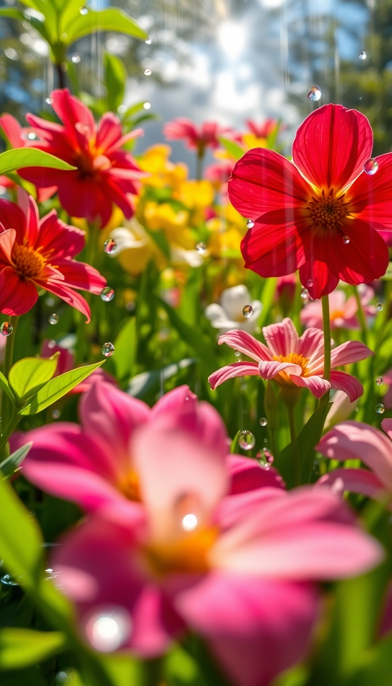 iPhone Spring Rain Garden Sophisticated Wallpaper Stock Image